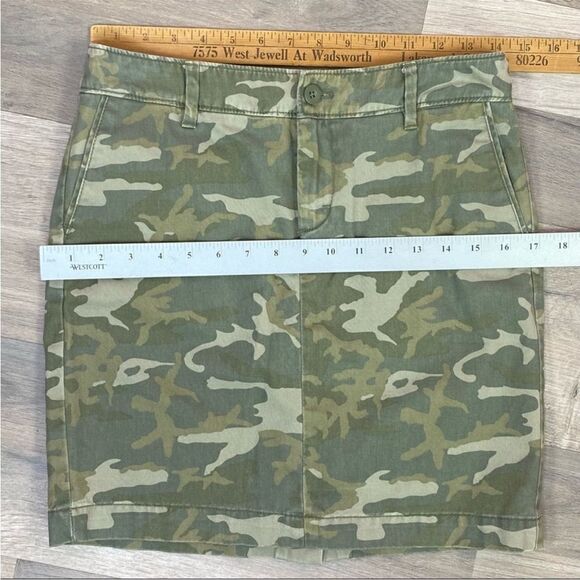 G.H.Bass Camouflage Twill Pencil Skirt Green Size 0 Mini Cotton Chino - Picture 7 of 7